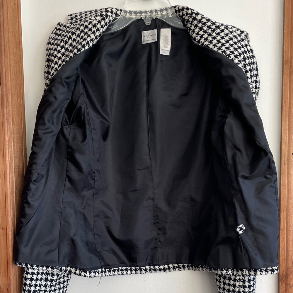 EMMA JAMES Classic Houndstooth Tweed Black and White Blazer 8 - Picture 11 of 16